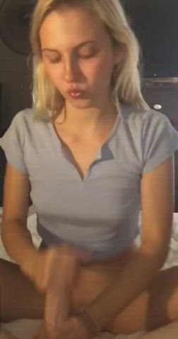 Ballplay Blonde Cum In Mouth