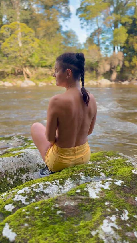 Brunette Natural Tits Topless
