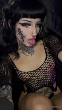 Freaky Goth Cum Slut With Split Tongue